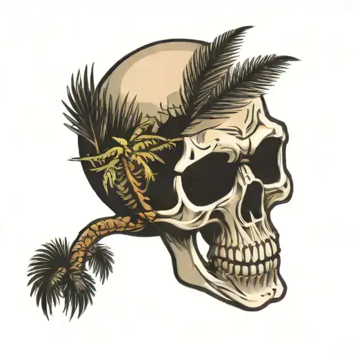 Skull With Palm Tree Growing