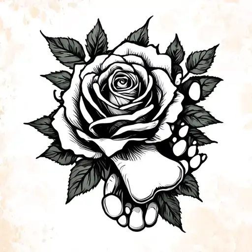 Black Roses With Dog Foot Print