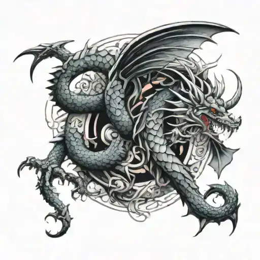 Dragon And Corpion Tattoo Design
