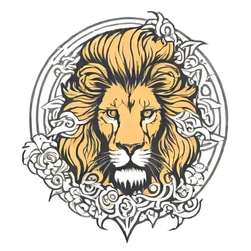 Line And Treditional Lion Wearing