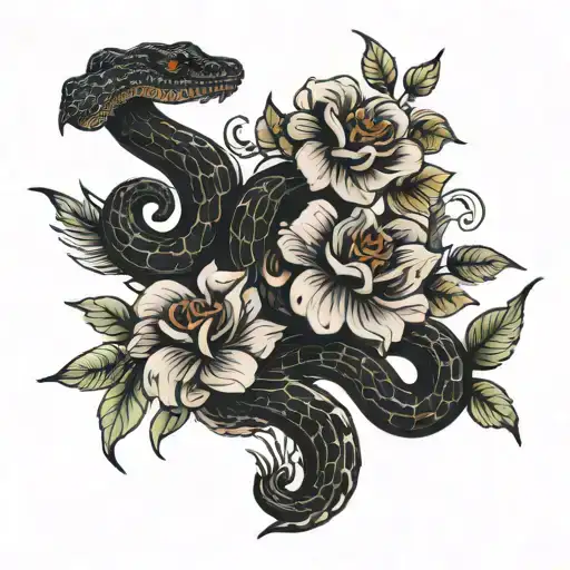Snake Some Flowers Ans Tribal