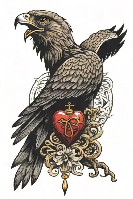 A Hawk Holds A Human Heart Surrounded