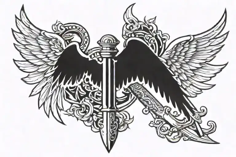 Dagger And Angel Wings