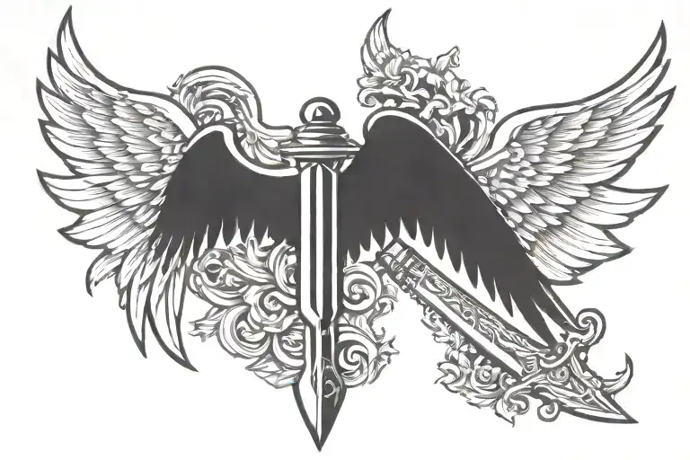 Dagger And Angel Wings