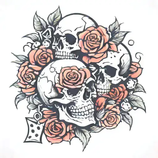 Roses One Skull And One Dice