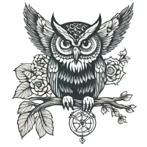 Owl With Kolovrat In Her Legs