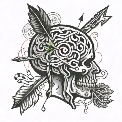 Brain With Dna Strand Arrow