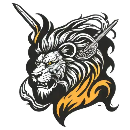 Warrior Lion Flame Fire Muscle