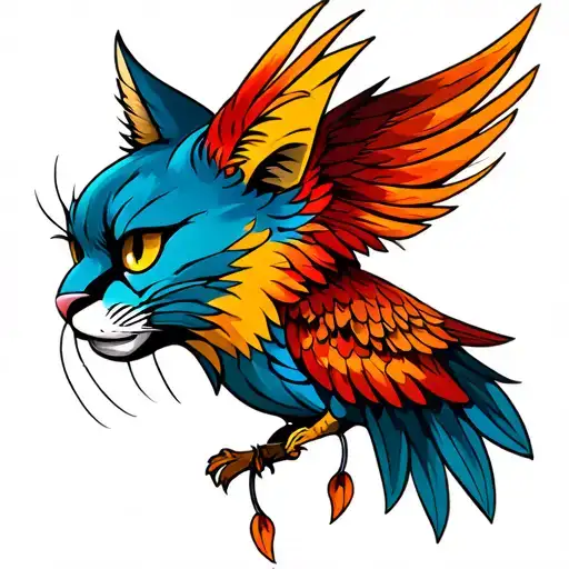 Muzzle Cat And Bird Phoenix In One Creature