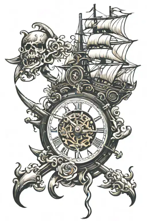 Clock And Pirate Ship