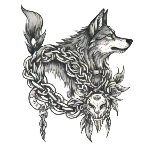 The Girl That Hold Of Wolf Chain Wrapped