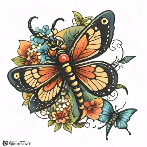 Sailor Jerry Dragonfly And Butterfly
