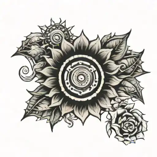 Sprocket Within A Sunflower