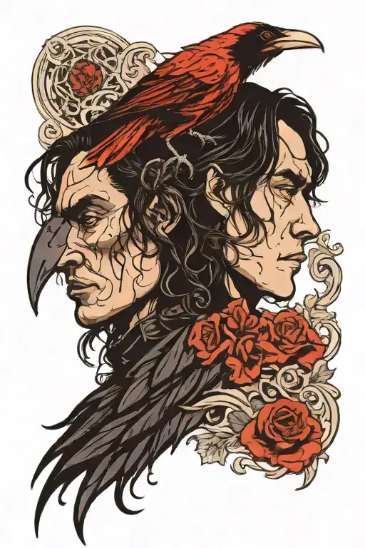 Crow And Brandon Lee Face Profile Holding