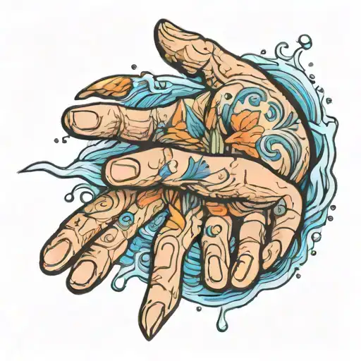 Water In The Palm Of A Hand Reaching