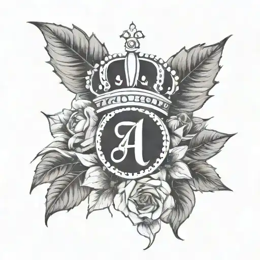 Queen Crown With Sunflower And The Initial A