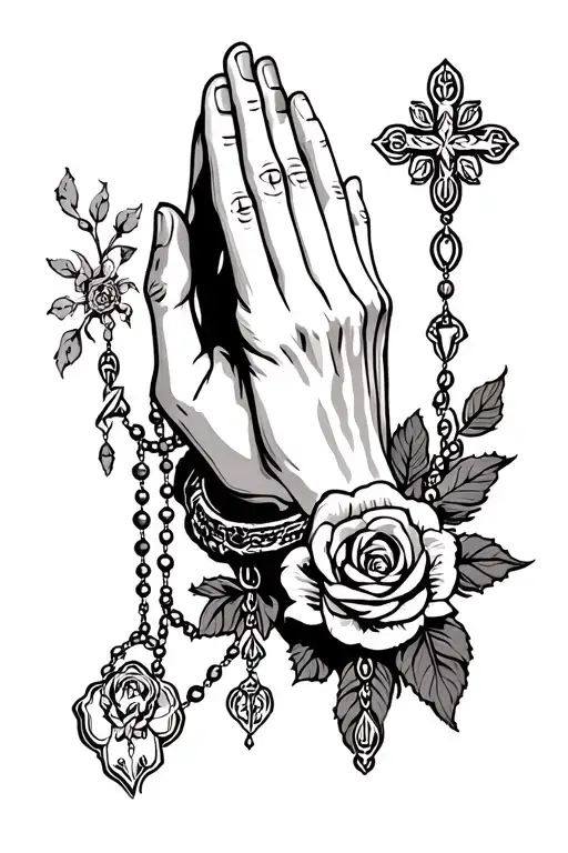 Pray Hands With Rosary