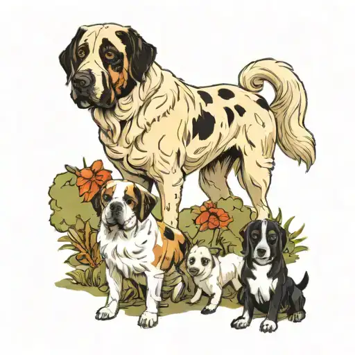 Farm Animals And A Brindle Livestock Guardian Dog