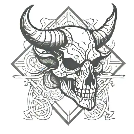 Taurus Skull Half Skull Half Geometric
