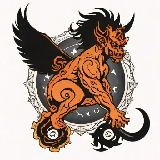 Gemini Sign With Devil Tail And Halo