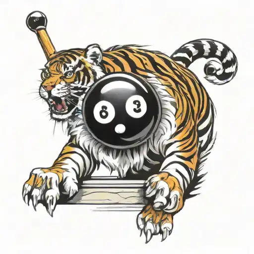 Tiger Playing Pool 8 Ball