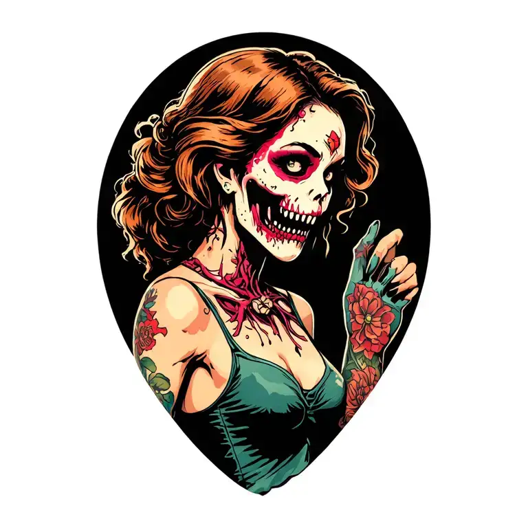 Vintage Zombie Pin Up Girl Standing