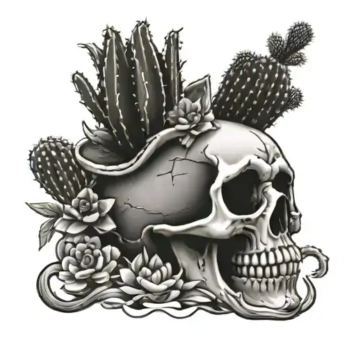 Skull Being Used For Cacti Growing