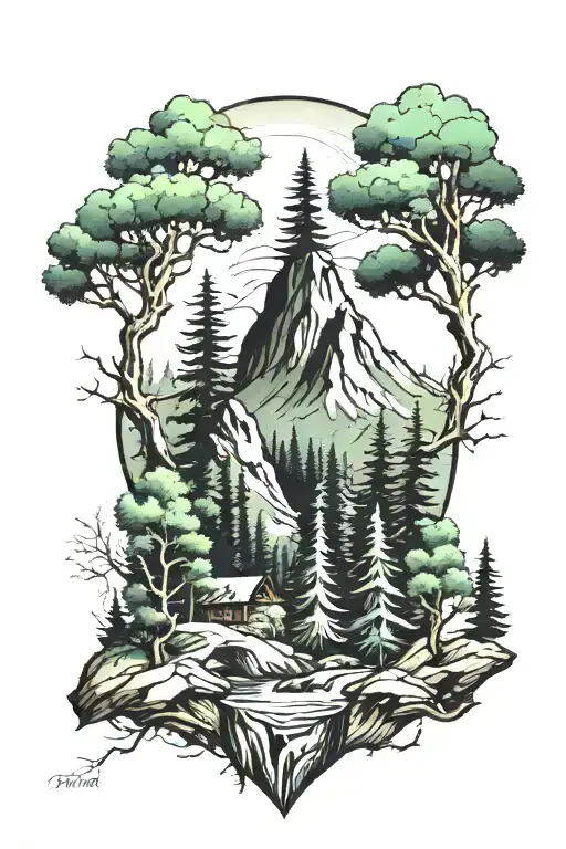 Moutain Trees Nature