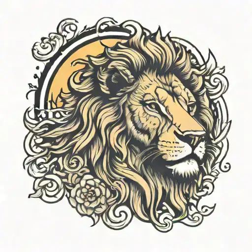 Lion With Sun Setting