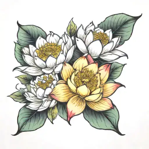Three Lotus Flower Bouquet