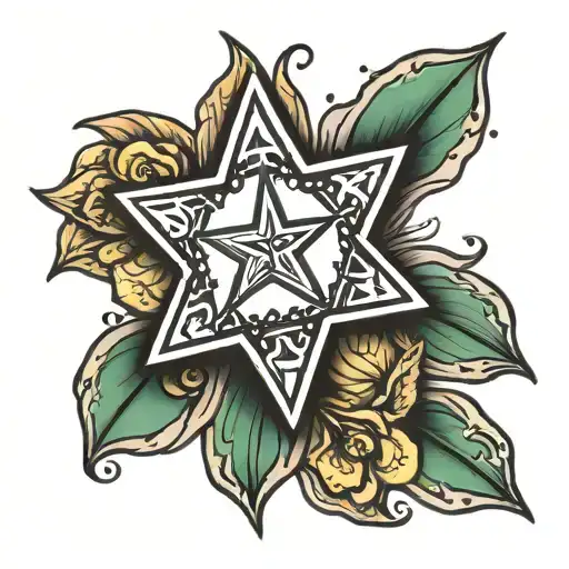 Small Star Tattoo With E And V Incorporated