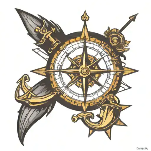 Compass With Anchor And Eye Surrounded