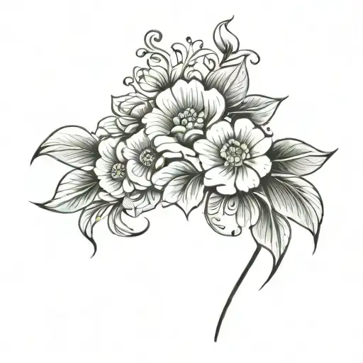 Breast Feminine Floral Tattoo Design