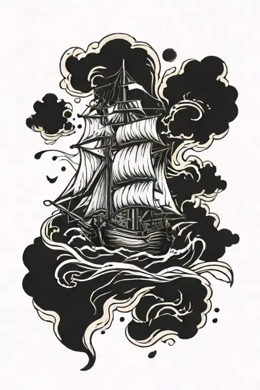 Ship Sinking Below The Water