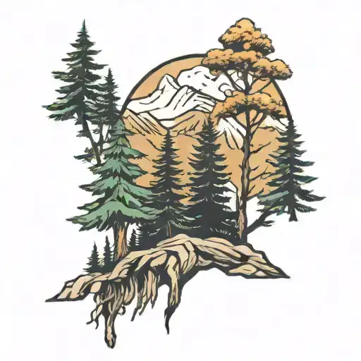 Mountain Trees Background Looking