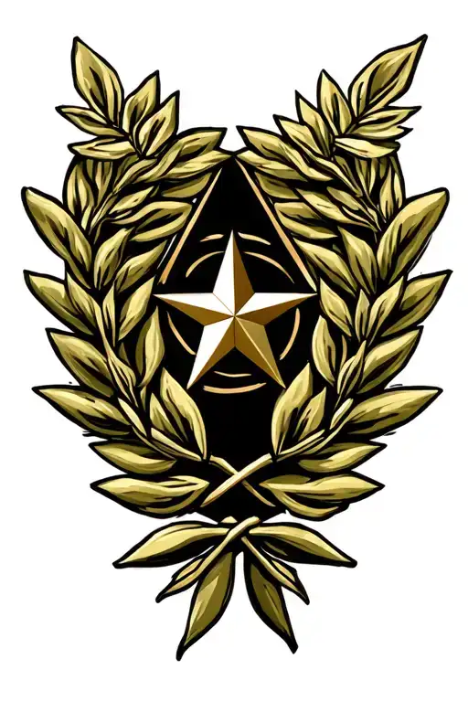 Laurel Wreath With 5 Pointed Star In The Middle