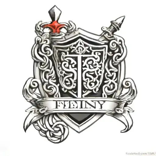 Fein Family Crest Shield Sword Chains Celtic Knot Work