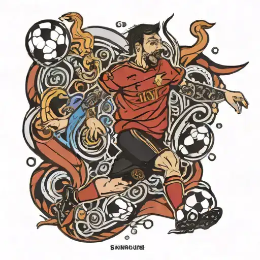 Spanish Football Player As A Tattoo Dodging A Euro 2024 Football
