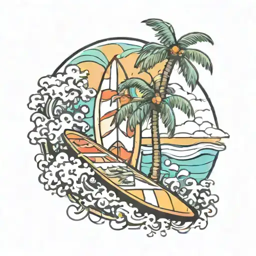 Palm Tree Surf Board Design