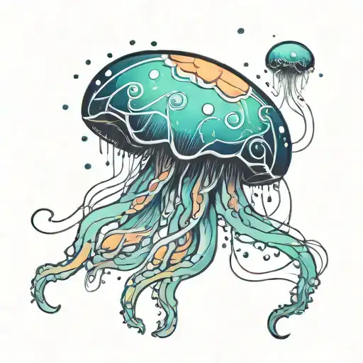 Jellyfish With A Galaxy Background