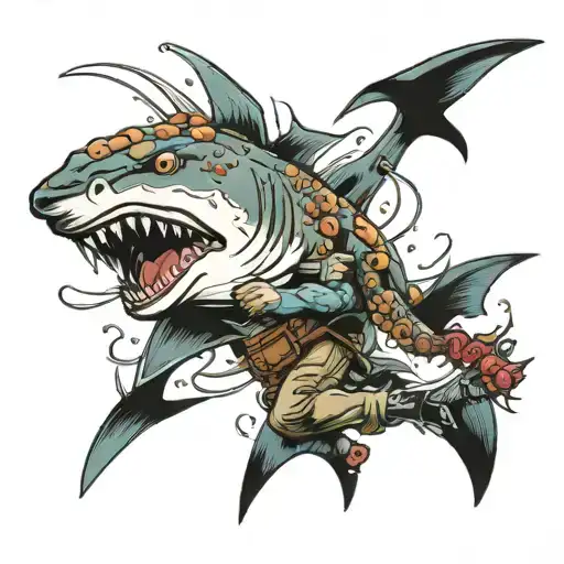 Diver Fighting A Shark