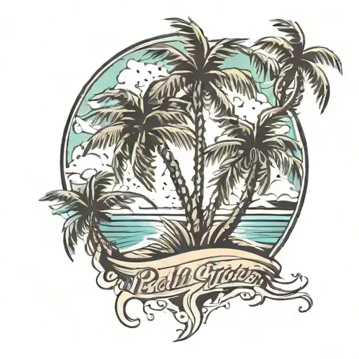 Palm Tree And Beach Upper Arm