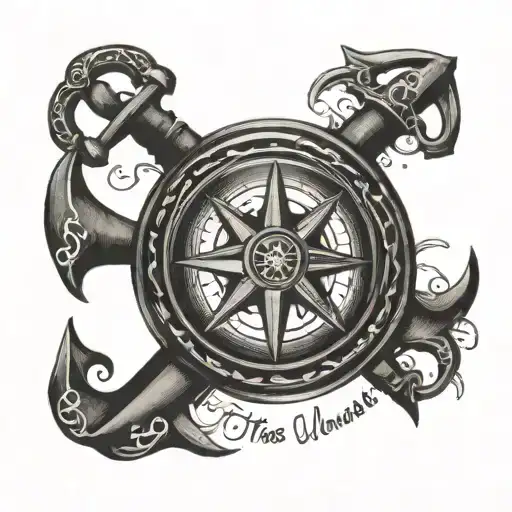 Anchor Inside Compass Black With The Words Those Who Wander Are Not Lost