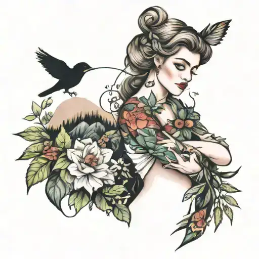 Woman And Nature Scene