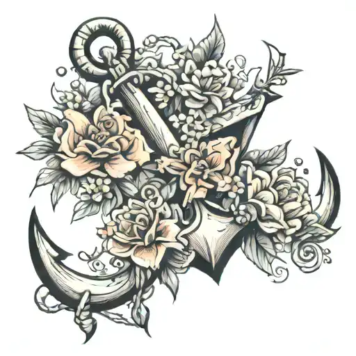 Anchor With June Flowers Wrapped