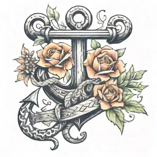 Anchor With June Flowers Wrapped