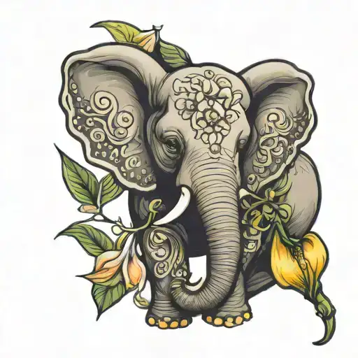 Elephant Holding A Calla Lily Flower