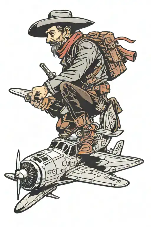 Cowboy Riding An Airplane