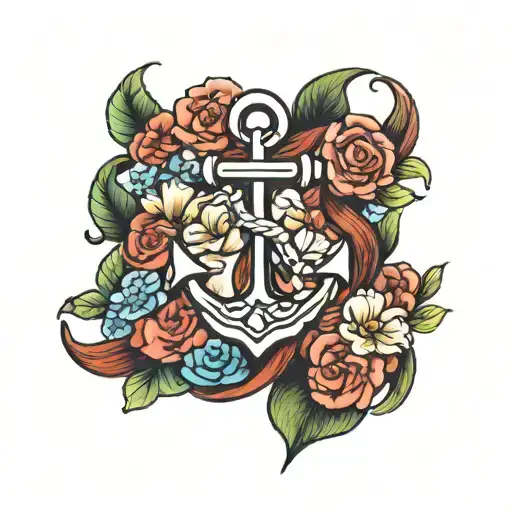 Anchor With Flowers Intertwined