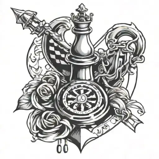 Chess King With Jiu Jitsu Belt And Compass